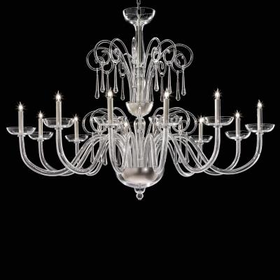 Huge Venetian Elegant Transparent Curls Murano Glass Chandelier