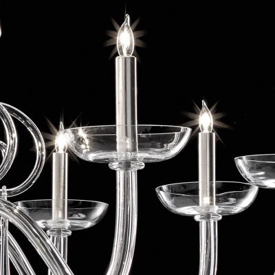 Huge Venetian Elegant Transparent Curls Murano Glass Chandelier