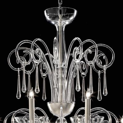 Huge Venetian Elegant Transparent Curls Murano Glass Chandelier
