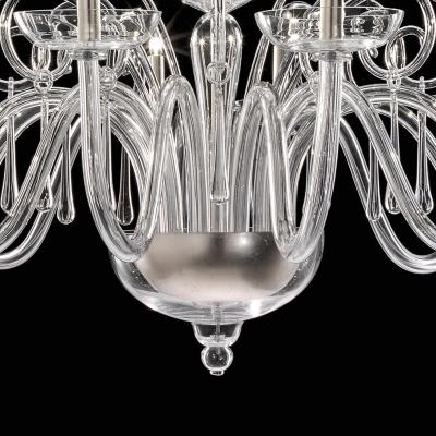 Huge Venetian Elegant Transparent Curls Murano Glass Chandelier