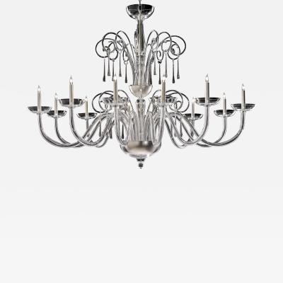 Huge Venetian Elegant Transparent Curls Murano Glass Chandelier