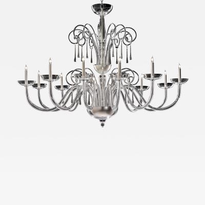 Huge Venetian Elegant Transparent Curls Murano Glass Chandelier