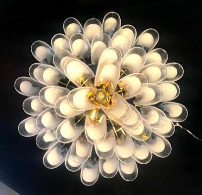 Huge White Tulip Petals Murano Chandelier or Ceiling Light