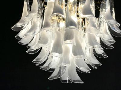 Huge White Tulip Petals Murano Chandelier or Ceiling Light