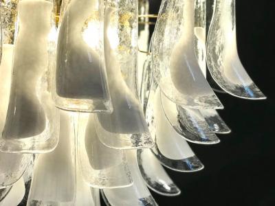 Huge White Tulip Petals Murano Chandelier or Ceiling Light