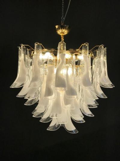 Huge White Tulip Petals Murano Chandelier or Ceiling Light