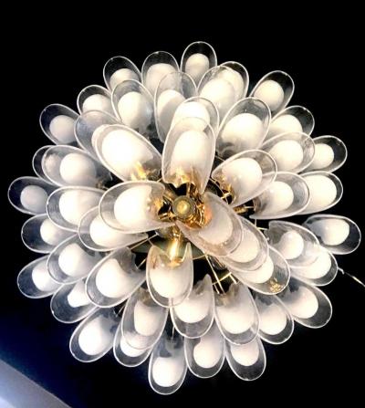 Huge White Tulip Petals Murano Chandelier or Ceiling Light