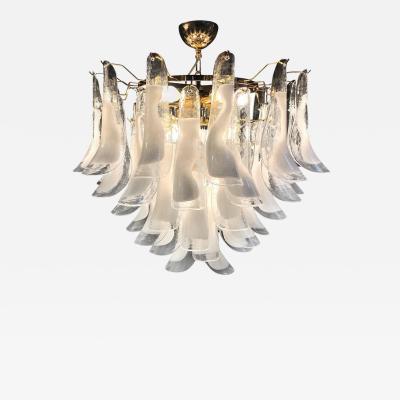 Huge White Tulip Petals Murano Chandelier or Ceiling Light