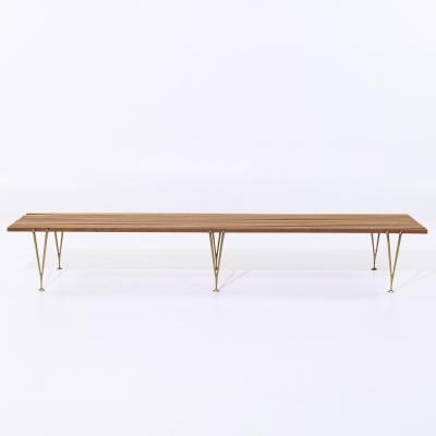 Hugh Acton Hugh Acton Mid Century Walnut and Brass Slat Bench