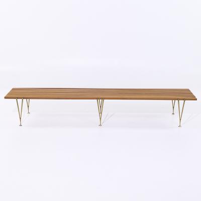 Hugh Acton Hugh Acton Mid Century Walnut and Brass Slat Bench
