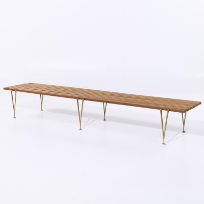 Hugh Acton Hugh Acton Mid Century Walnut and Brass Slat Bench