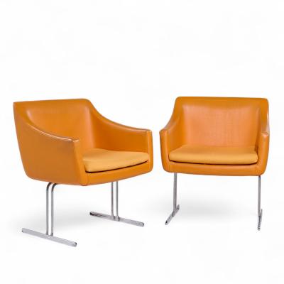 Hugh Acton Hugh Acton for Vecta Mid Century Chrome Lounge Chairs Pair