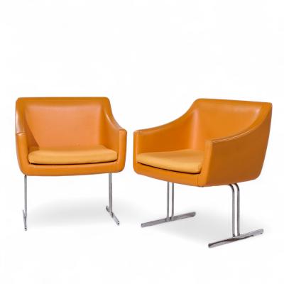 Hugh Acton Hugh Acton for Vecta Mid Century Chrome Lounge Chairs Pair