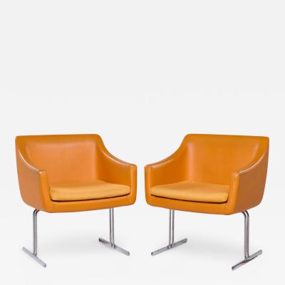 Hugh Acton Hugh Acton for Vecta Mid Century Chrome Lounge Chairs Pair