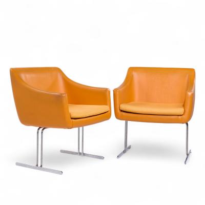 Hugh Acton Hugh Acton for Vecta Mid Century Chrome Lounge Chairs Pair