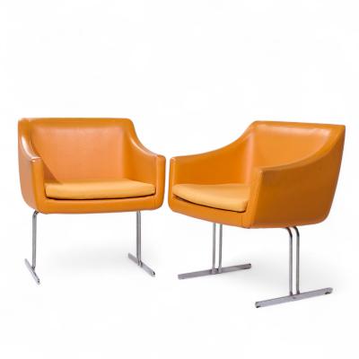 Hugh Acton Hugh Acton for Vecta Mid Century Chrome Lounge Chairs Pair
