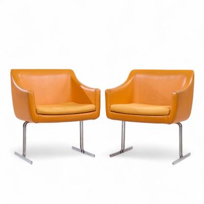 Hugh Acton Hugh Acton for Vecta Mid Century Chrome Lounge Chairs Pair