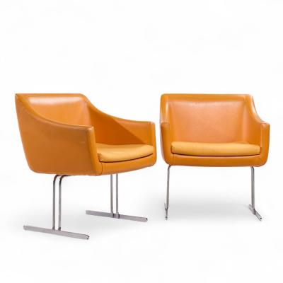 Hugh Acton Hugh Acton for Vecta Mid Century Chrome Lounge Chairs Pair