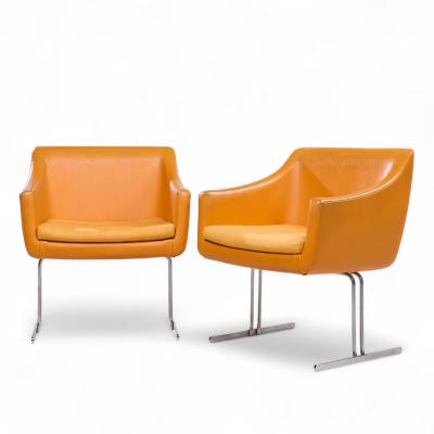 Hugh Acton Hugh Acton for Vecta Mid Century Chrome Lounge Chairs Pair
