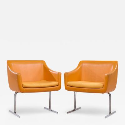 Hugh Acton Hugh Acton for Vecta Mid Century Chrome Lounge Chairs Pair