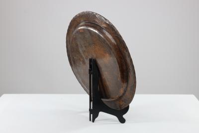 Hugh Wallis Hugh Wallis An Arts Crafts Hand Formed Round Copper Plate
