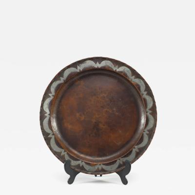 Hugh Wallis Hugh Wallis An Arts Crafts Hand Formed Round Copper Plate