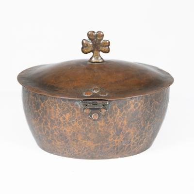 Hugh Wallis Hugh Wallis An Arts Crafts Hand Hammered Copper Pot Lid