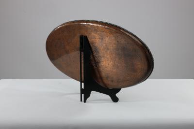 Hugh Wallis Hugh Wallis An Arts Crafts Oval Copper Tray with Rope Twist Edge
