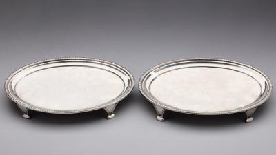 Hugh Wishart Pair of Silver Oval Salvers