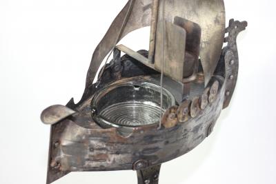 Hugo Berger Arts Crafts Jugendstil Iron Floor Ashtray by Hugo Berger 1910 Germany