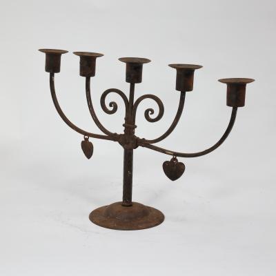 Hugo Berger Goberg Germany Hugo Berger Arts Crafts Five Branch Handmade Iron Candelabra