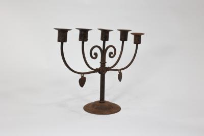 Hugo Berger Goberg Germany Hugo Berger Arts Crafts Five Branch Handmade Iron Candelabra