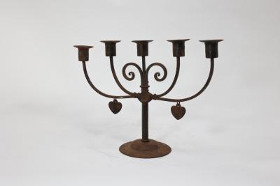Hugo Berger Goberg Germany Hugo Berger Arts Crafts Five Branch Handmade Iron Candelabra