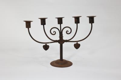 Hugo Berger Goberg Germany Hugo Berger Arts Crafts Five Branch Handmade Iron Candelabra