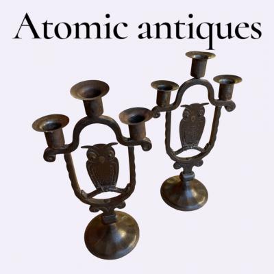 Hugo Berger Pair of Art and Craft candle holders by Goberg