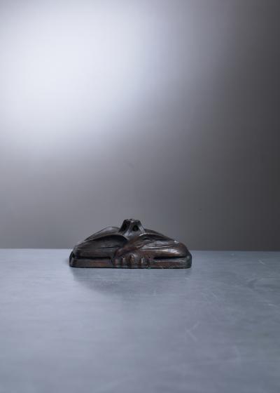 Hugo Elmquist Hugo Elmqvist patinated bronze paperweight