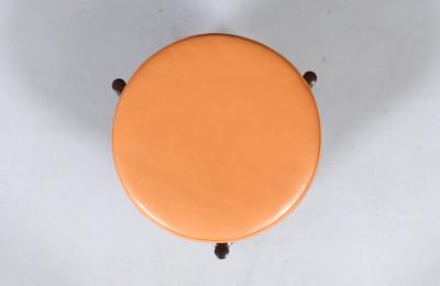 Hugo Frandsen Danish Modern Rosewood Cognac Leather Stools by Hugo Frandsen