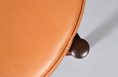Hugo Frandsen Danish Modern Rosewood Cognac Leather Stools by Hugo Frandsen
