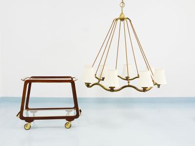 Hugo Gorge Hugo Gorge Large 48 Viennese Modernism Curved Brass Wave Chandelier 1940s