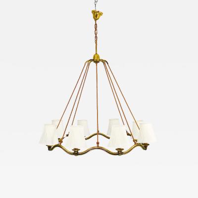 Hugo Gorge Hugo Gorge Large 48 Viennese Modernism Curved Brass Wave Chandelier 1940s