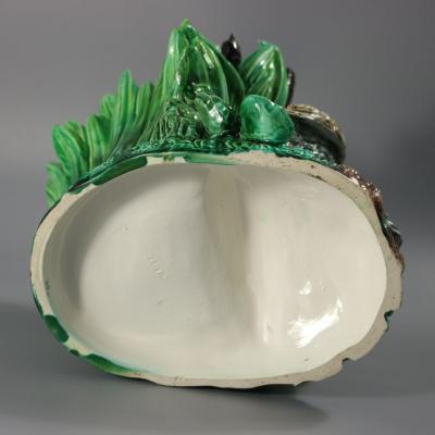 Hugo Lonitz Majolica Partridge With Chicks Planter