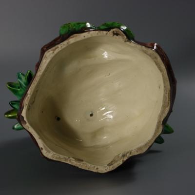 Hugo Lonitz Majolica Partridge and Chicks Candelabra Base