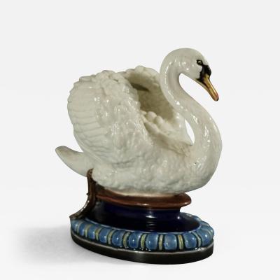 Hugo Lonitz Majolica Swan Figure