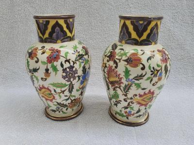 Hugo Lonitz Majolica palissy pair of jars Hugo lonitz 