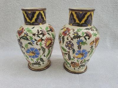 Hugo Lonitz Majolica palissy pair of jars Hugo lonitz 