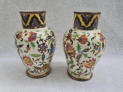 Hugo Lonitz Majolica palissy pair of jars Hugo lonitz 