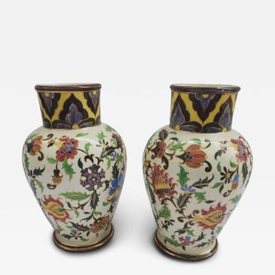 Hugo Lonitz Majolica palissy pair of jars Hugo lonitz 