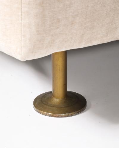 Hugues Steiner New Upholstery and Brass Armchairs by Hugues Steiner France c 1965