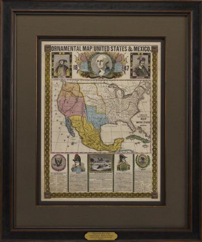 Humphrey Phelps 1847 Ornamental Map of the United States Mexico by H Phelps Hand Colored