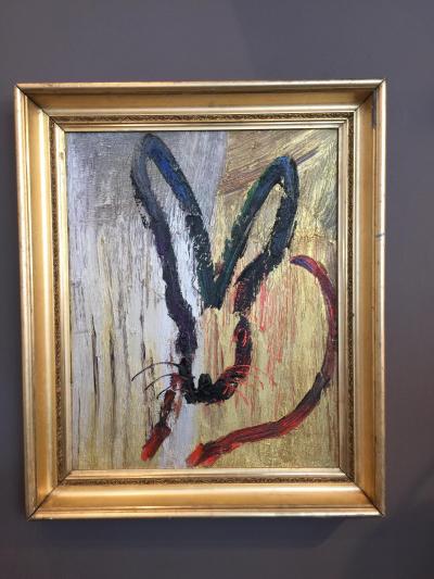 Hunt Slonem Hunt Slonem Metallic Signed Rabbit Painting Original Artist Frame
